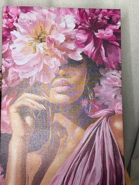 Lady with pink floral accents
